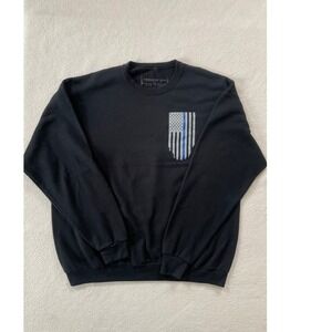 Thin Blue‎ Line USA Mens Extra Large Sweatshirt Black Honor Respect Flag Graphic